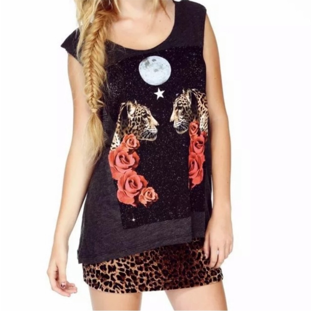 Wildfox Celestial Cats Muscle Tank Top